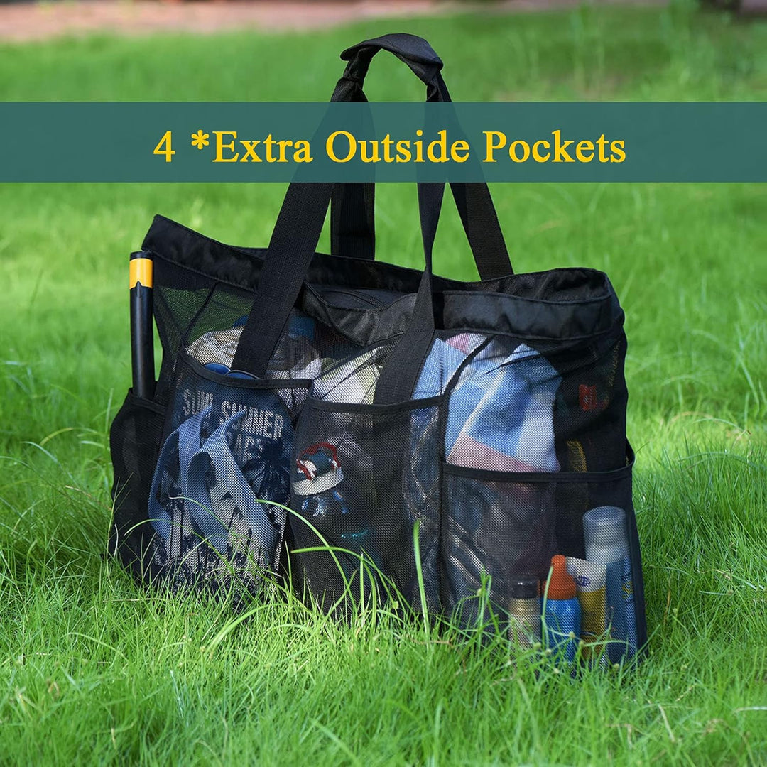 Extra Grote Mesh Strandtas met Rits – Zandvrije Draagtas (1 Kopen, 1 GRATIS)