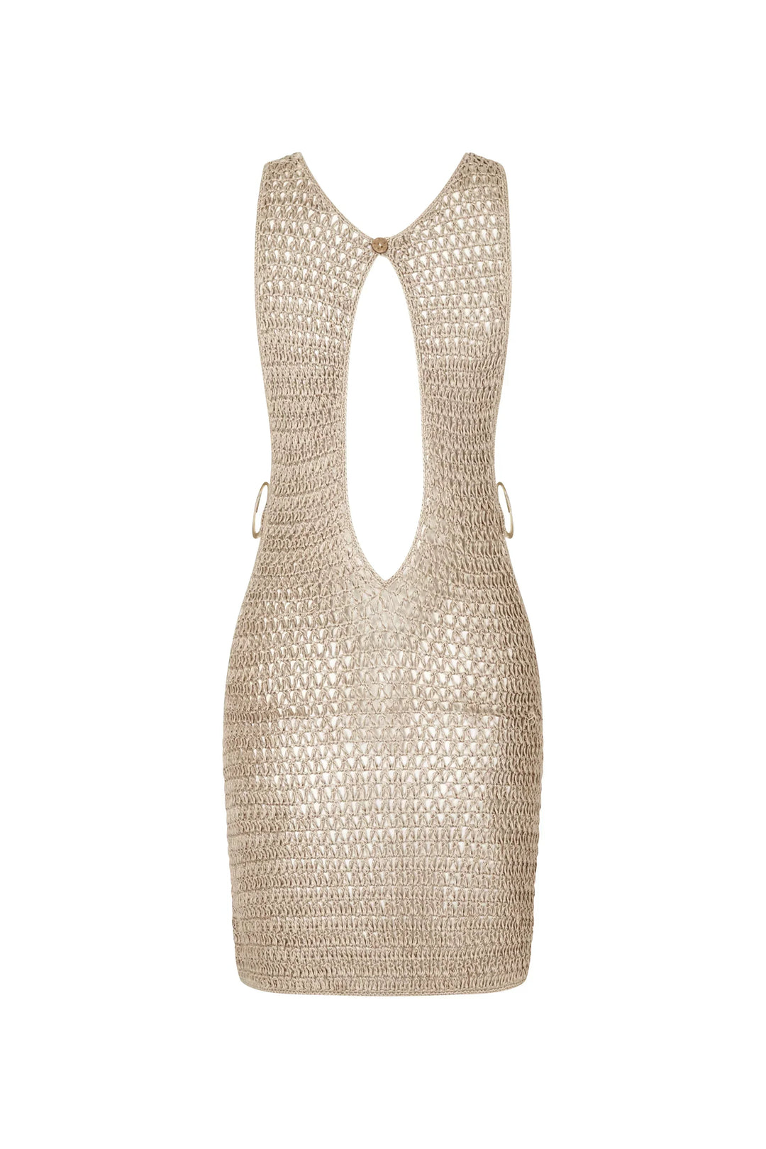 Beige Gebreide Doorschijnende Strandjurk met Luchtig Design – Kaïa