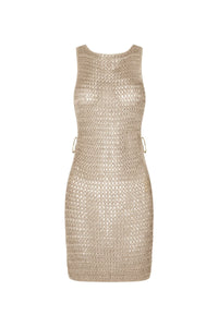 Beige Gebreide Doorschijnende Strandjurk met Luchtig Design – Kaïa
