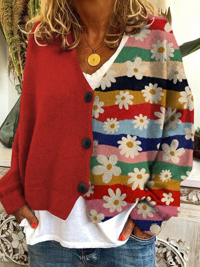 Trendy Patchwork Dames Vest met Knopen - Elise