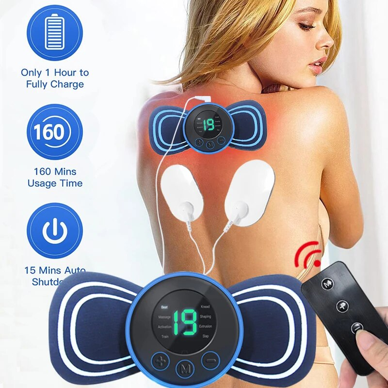 DRAAGBARE ELEKTRISCHE MINI NEK MASSAGER MET PAD & AFSTANDSBEDIENING | INTELLIGENT MASSAGEAPPARAAT