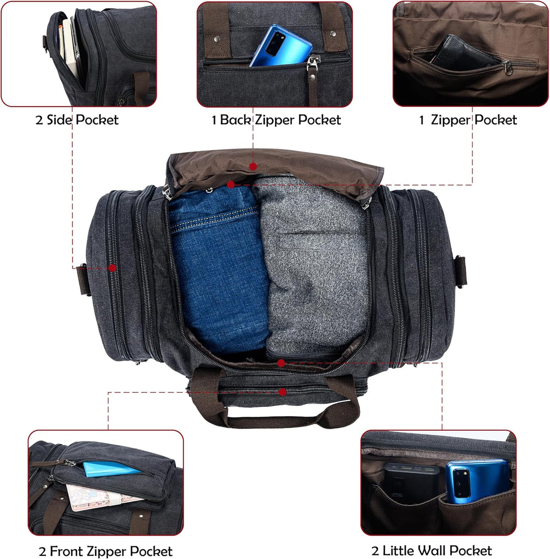 Uitbreidbare Canvas Sporttas – 40L tot 50L Reis Handbagage