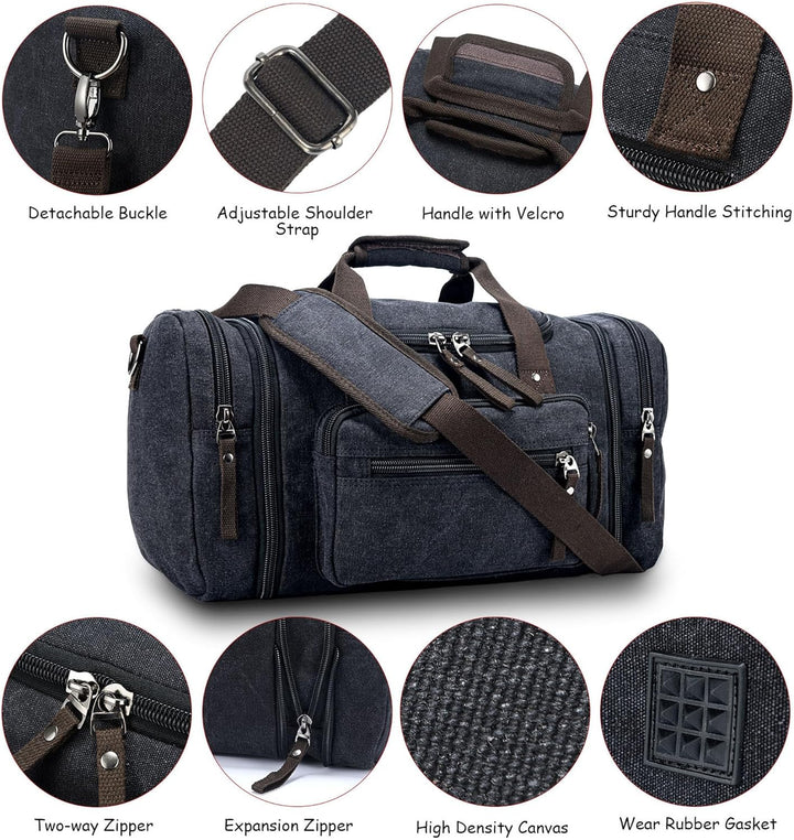 Uitbreidbare Canvas Sporttas – 40L tot 50L Reis Handbagage