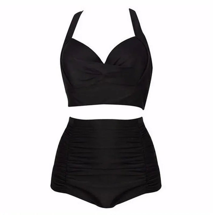 Zwarte Bikiniset met Haltertop en Hoge Taille – Alina
