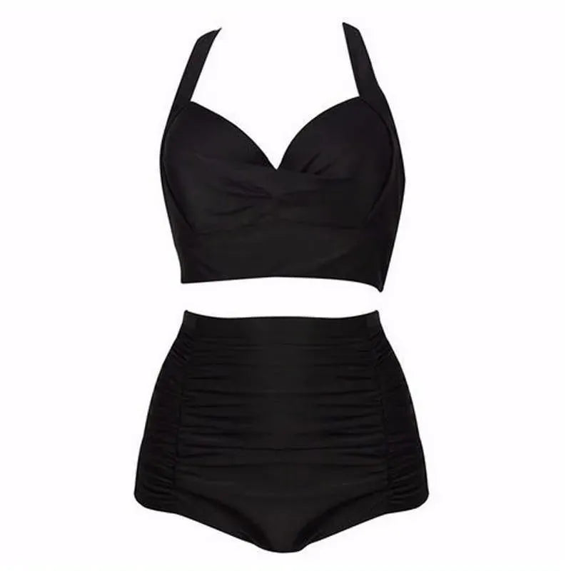 Zwarte Bikiniset met Haltertop en Hoge Taille – Alina