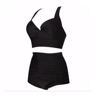 Zwarte Bikiniset met Haltertop en Hoge Taille – Alina