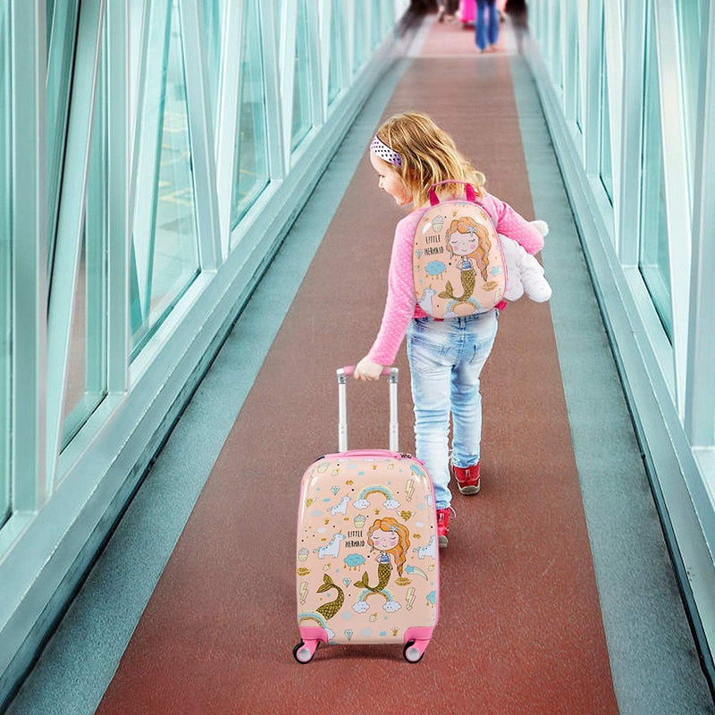 2-Delige Kinder Bagageset met Rugzak – Lichtgewicht Reis Koffer