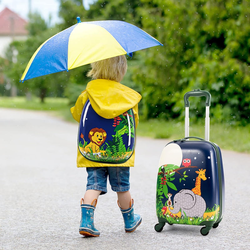 2-Delige Kinder Bagageset met Rugzak – Lichtgewicht Reis Koffer