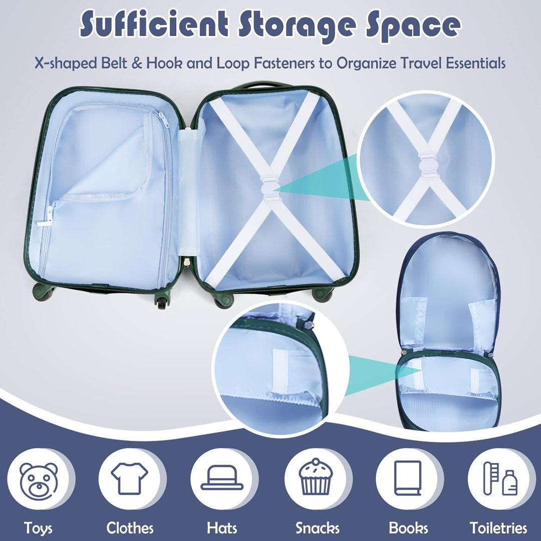 2-Delige Kinder Bagageset met Rugzak – Lichtgewicht Reis Koffer