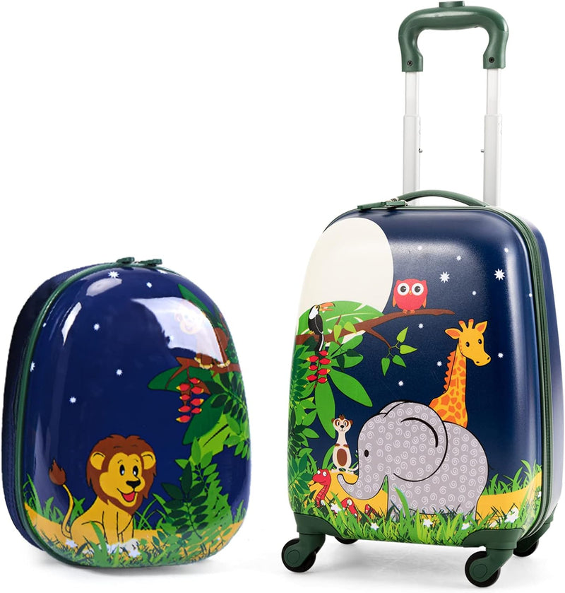 2-Delige Kinder Bagageset met Rugzak – Lichtgewicht Reis Koffer