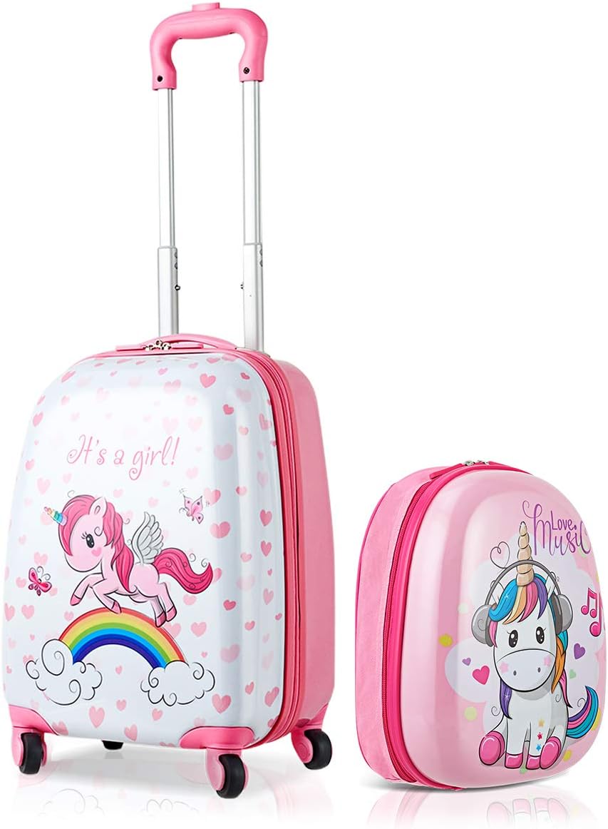 2-Delige Kinder Bagageset met Rugzak – Lichtgewicht Reis Koffer