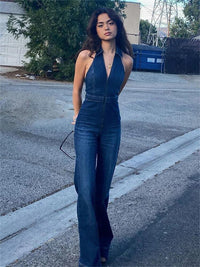 Ademende & Stijlvolle Denim Dames Jumpsuit met V-hals – Fenja