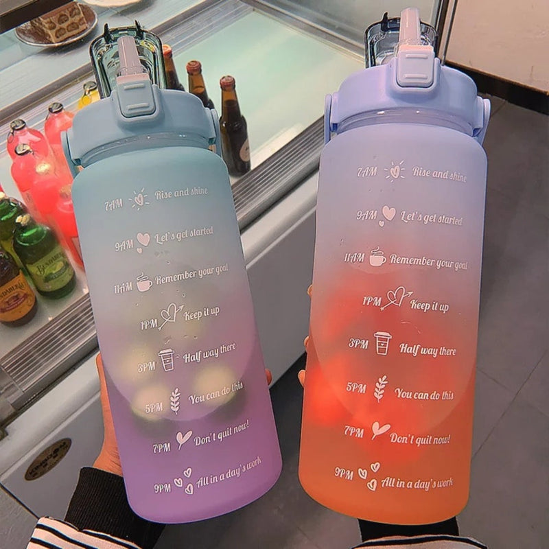 2L Motiverende Waterfles met Tijdmarkeringen - HydroMotivator