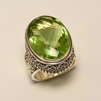 Vintage Olijfgroene Kristal Ring - Selma