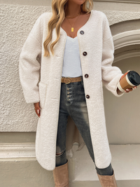 Lang Fleece Damesvest Met Knoopsluiting – Elara