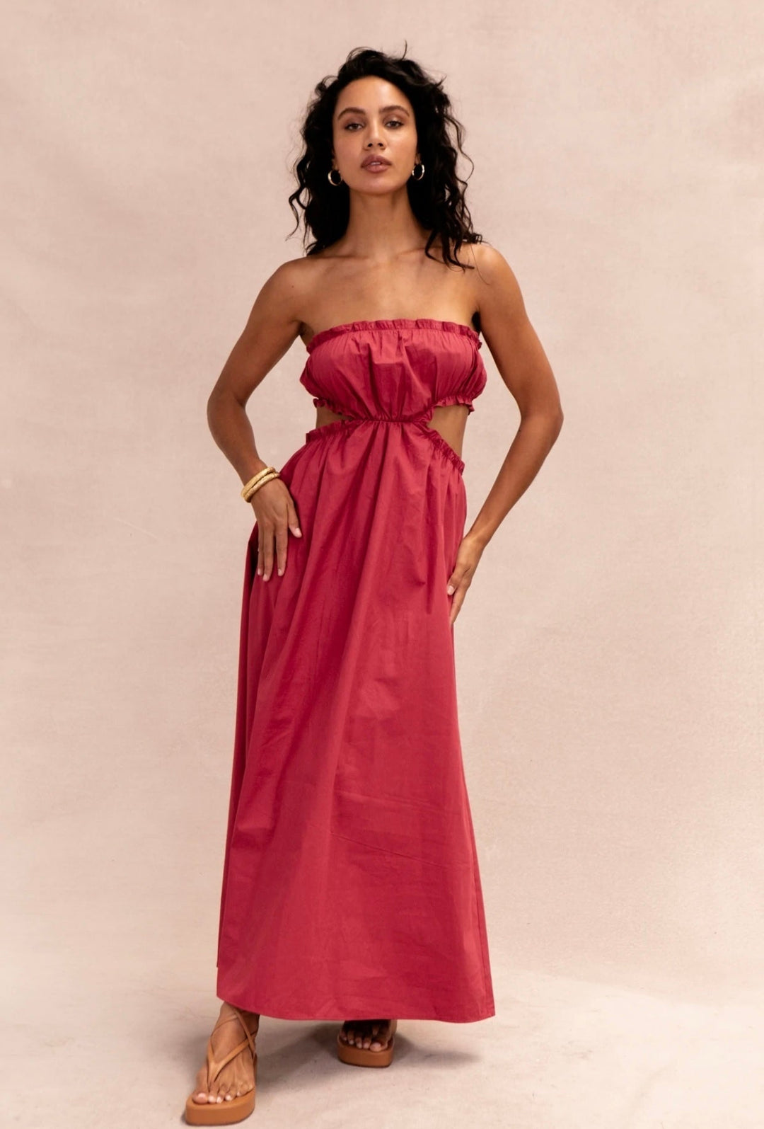 Roze Mouwloze Bohemian Chic Jurk met Losse Pasvorm – Elira