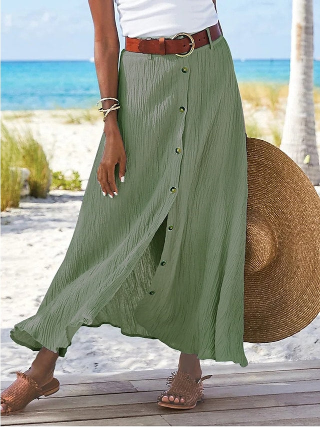 Vloeiende Linnen Maxi Rok – Odette