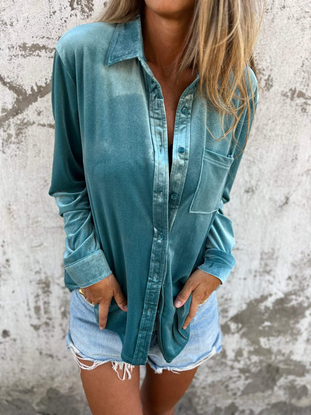 Trendy Fluwelen Blouse met Lange Mouwen - Clara