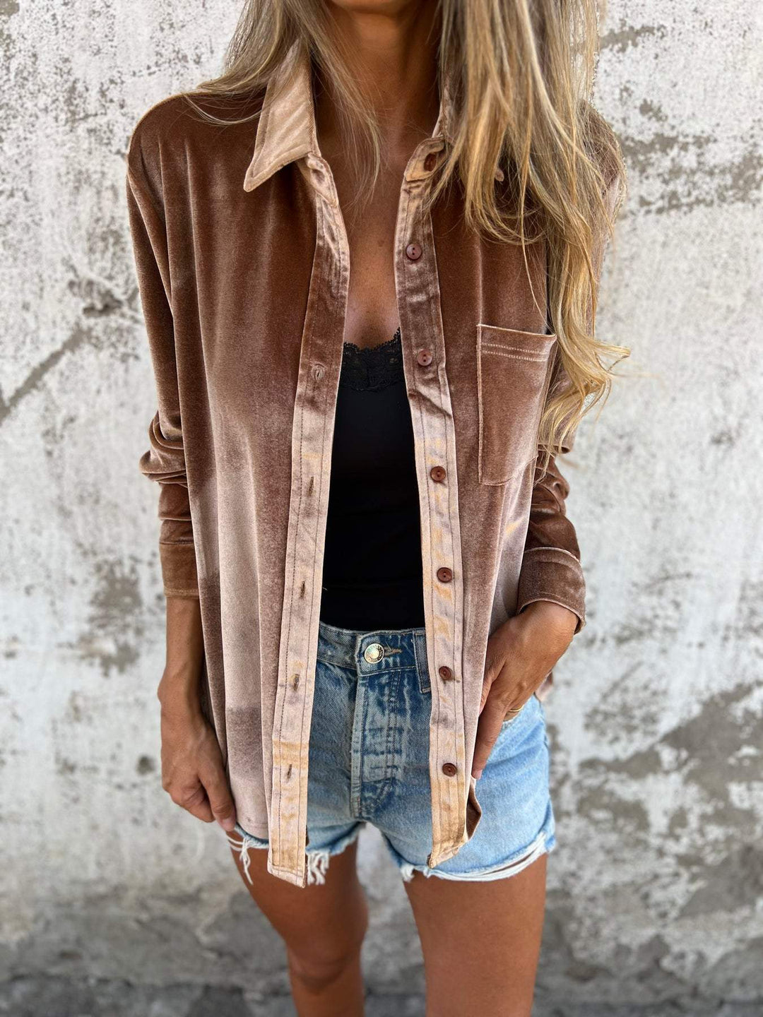 Trendy Fluwelen Blouse met Lange Mouwen - Clara