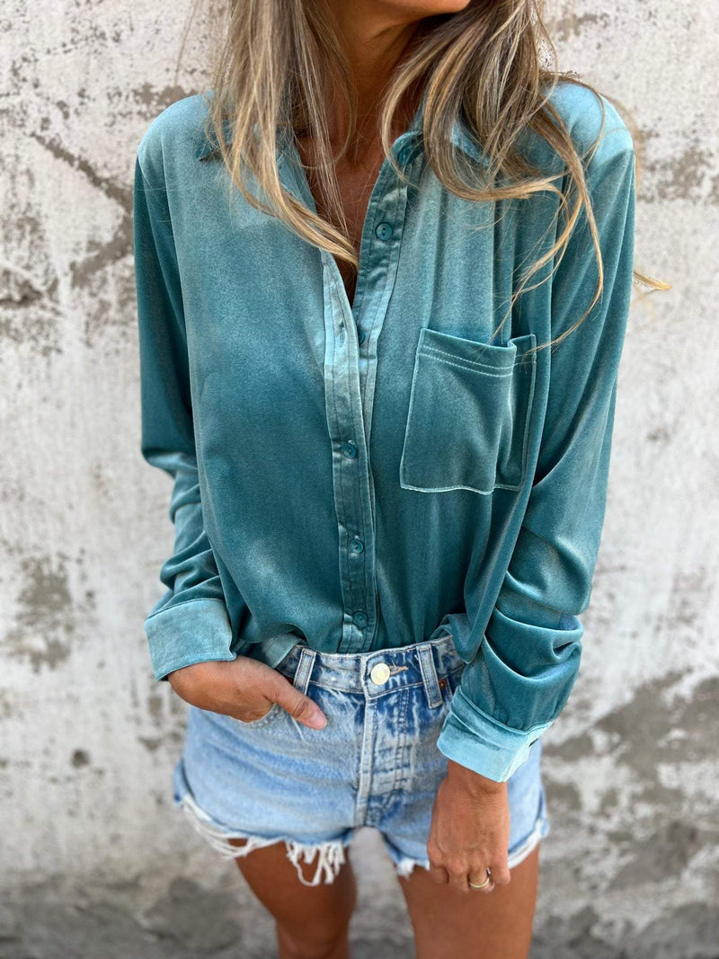 Trendy Fluwelen Blouse met Lange Mouwen - Clara