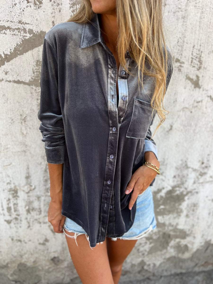 Trendy Fluwelen Blouse met Lange Mouwen - Clara