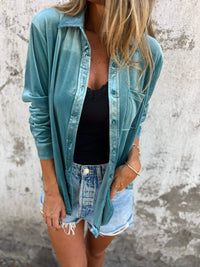 Trendy Fluwelen Blouse met Lange Mouwen - Clara