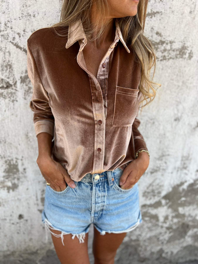 Trendy Fluwelen Blouse met Lange Mouwen - Clara