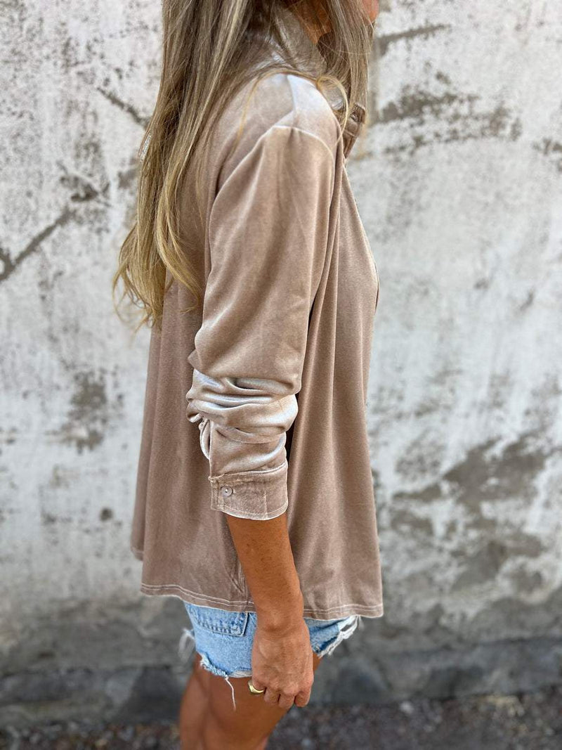 Trendy Fluwelen Blouse met Lange Mouwen - Clara