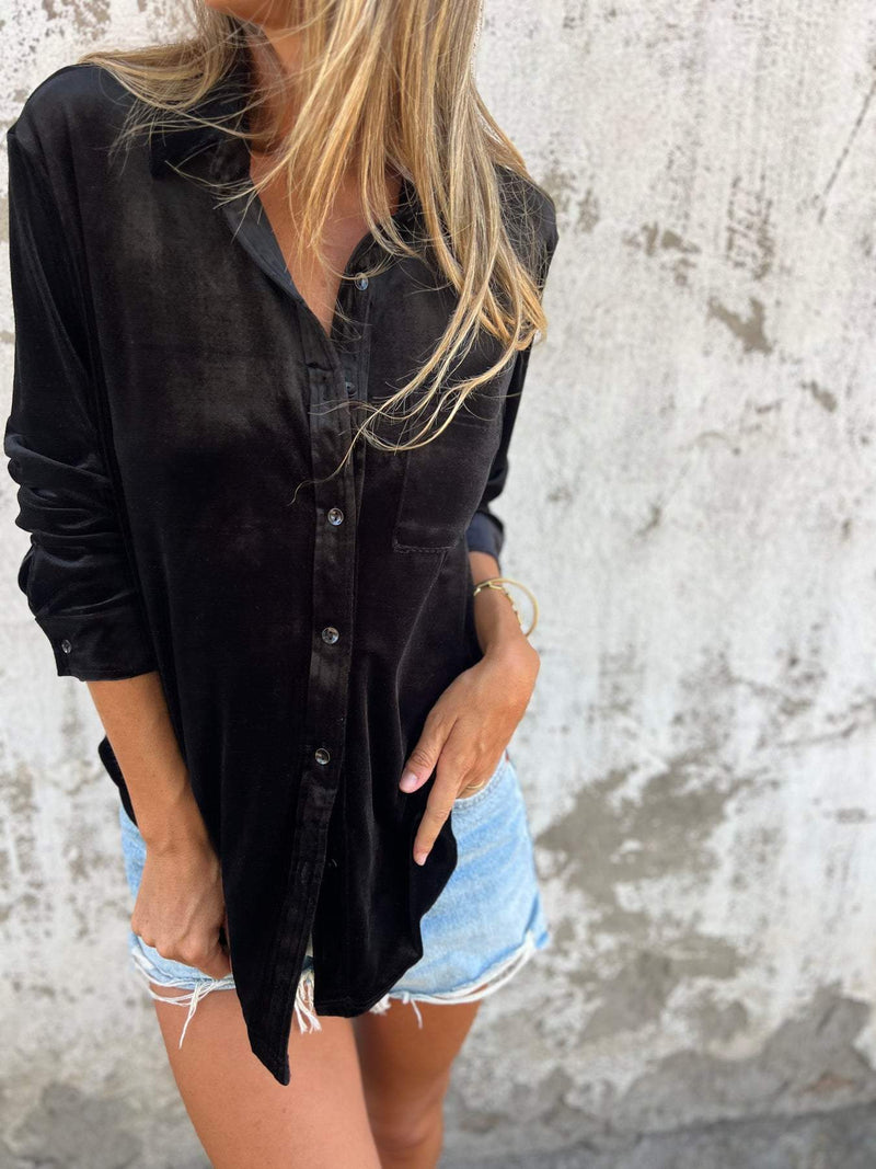 Trendy Fluwelen Blouse met Lange Mouwen - Clara