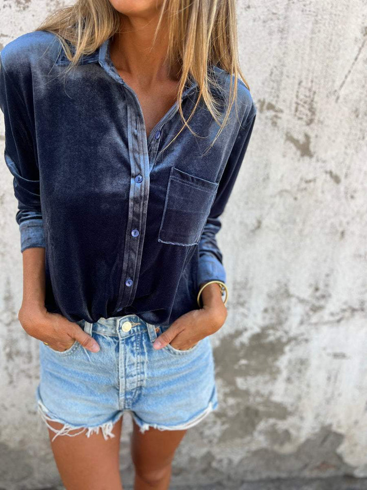 Trendy Fluwelen Blouse met Lange Mouwen - Clara