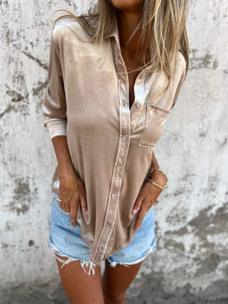 Trendy Fluwelen Blouse met Lange Mouwen - Clara