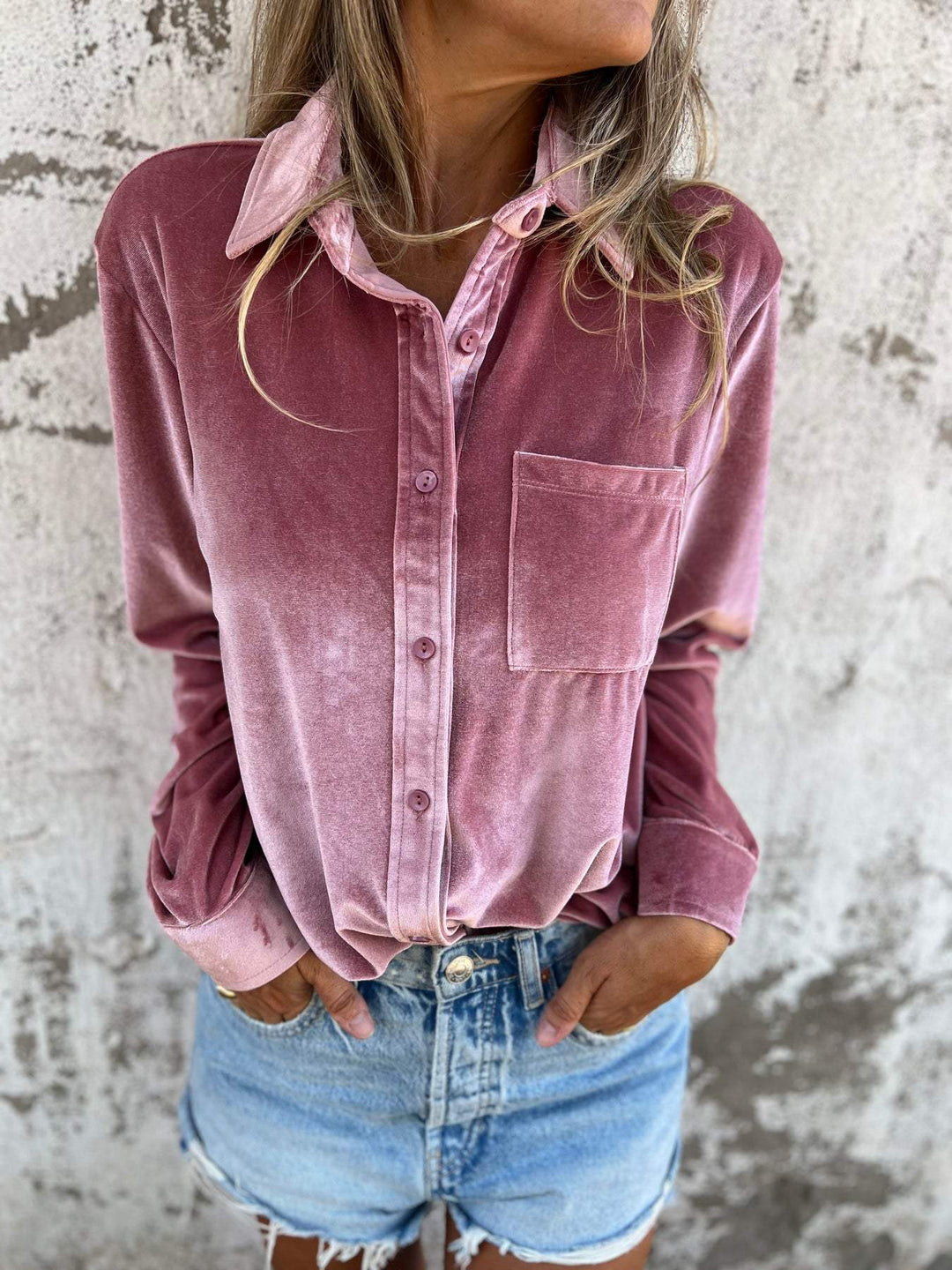 Trendy Fluwelen Blouse met Lange Mouwen - Clara