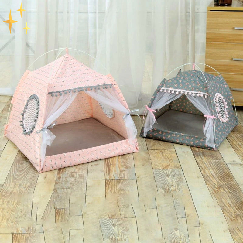 Schattige Huisdieren Tent met Gordijnen - PetTent