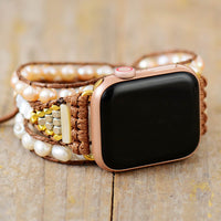 Zoetwaterparel Apple Watch Wikkelbandje - Elvianne