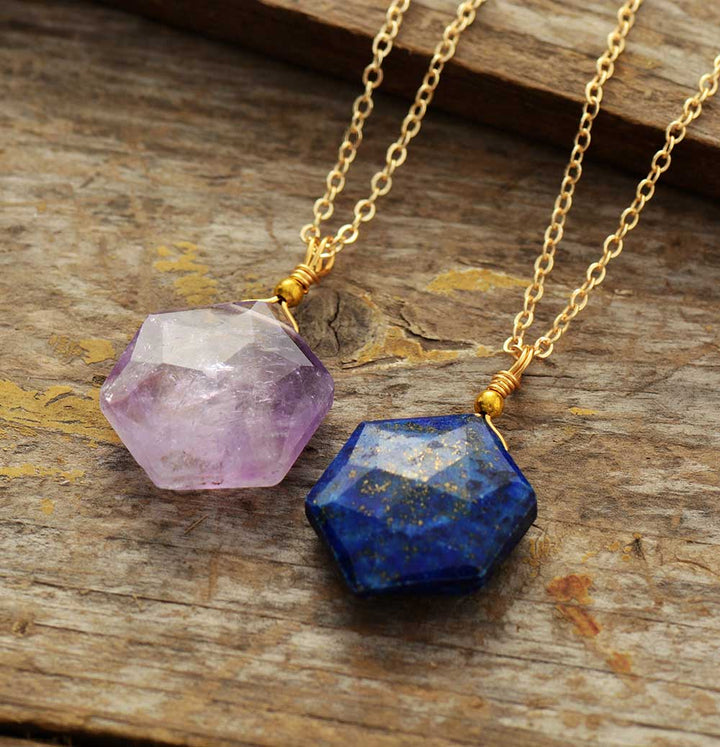 Lapis Lazuli Hexagon Halsketting - Amarielle