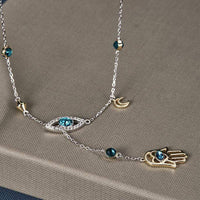 Zilveren Hamsa Kristalketting - Nayomi