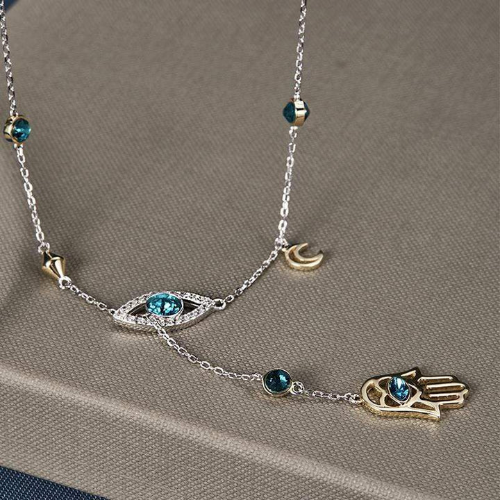 Zilveren Hamsa Kristalketting - Nayomi