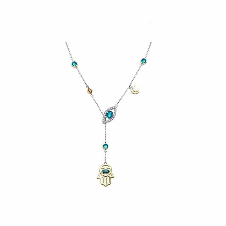Zilveren Hamsa Kristalketting - Nayomi