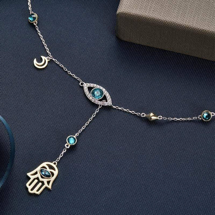 Zilveren Hamsa Kristalketting - Nayomi