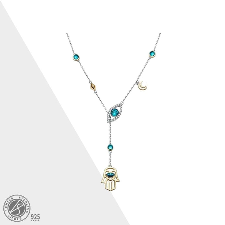 Zilveren Hamsa Kristalketting - Nayomi