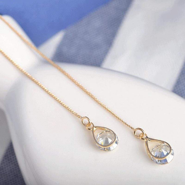 Lange Druppel Strass Oorbellen - Isalyn