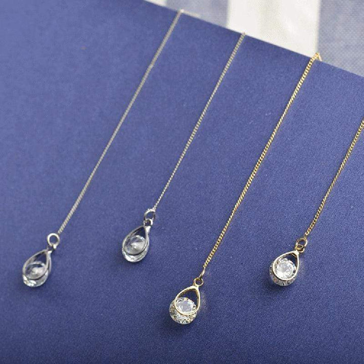 Lange Druppel Strass Oorbellen - Isalyn