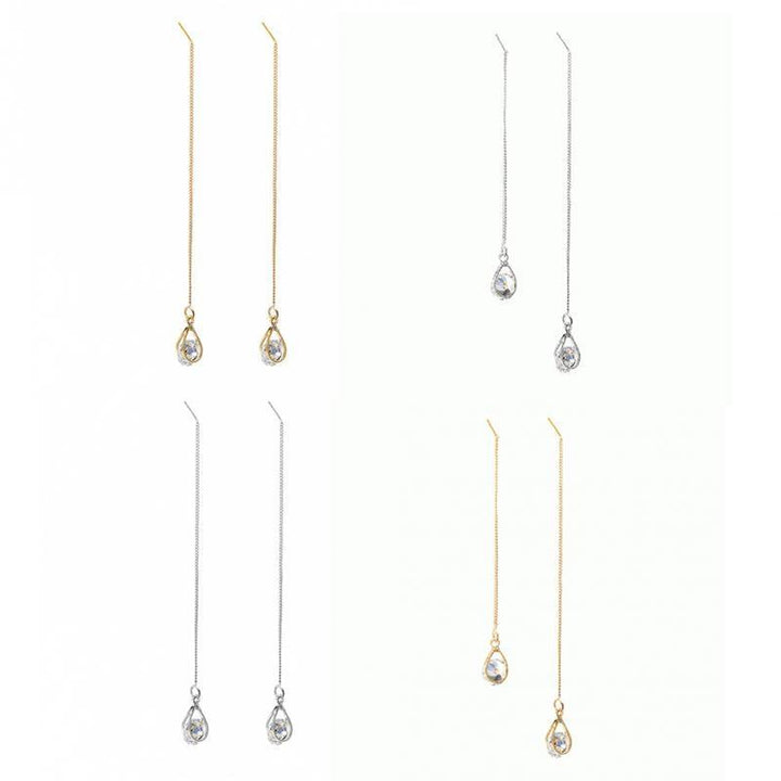 Lange Druppel Strass Oorbellen - Isalyn