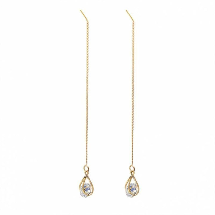 Lange Druppel Strass Oorbellen - Isalyn