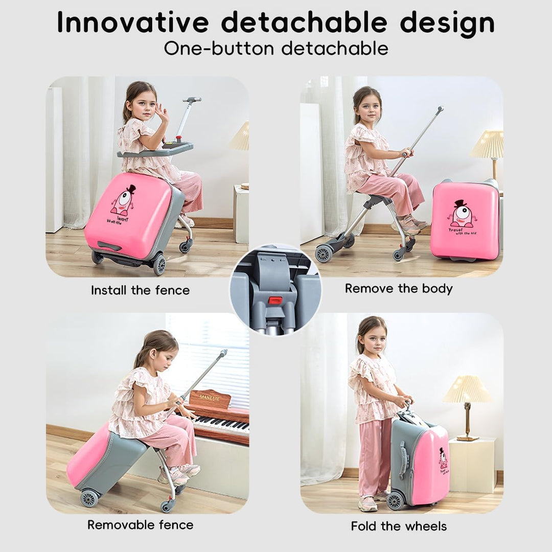 Uitbreidbare Ride-On Kinderkoffer met Opvouwbare Trolley – Rover