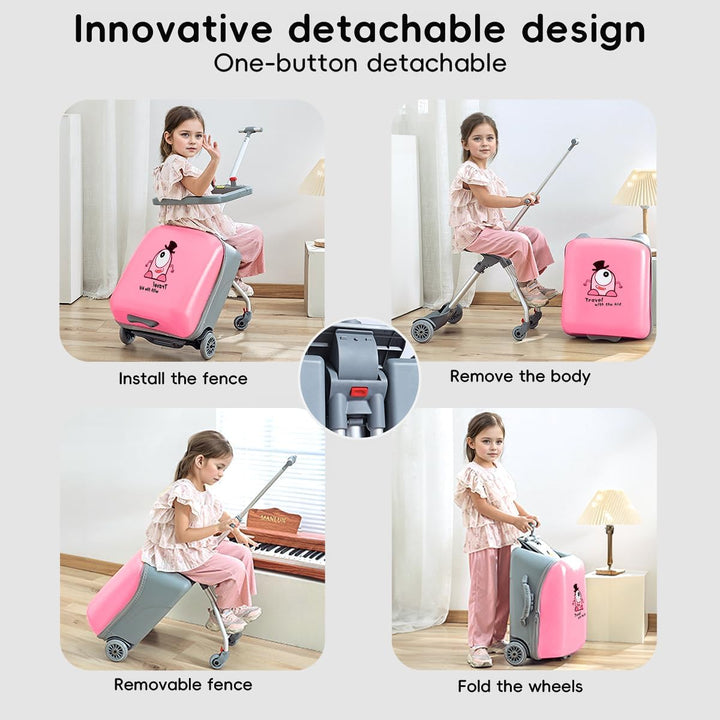 Uitbreidbare Ride-On Kinderkoffer met Opvouwbare Trolley – Rover