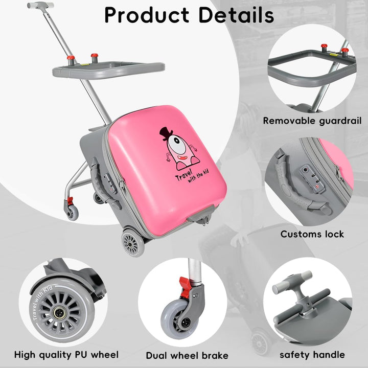 Uitbreidbare Ride-On Kinderkoffer met Opvouwbare Trolley – Rover