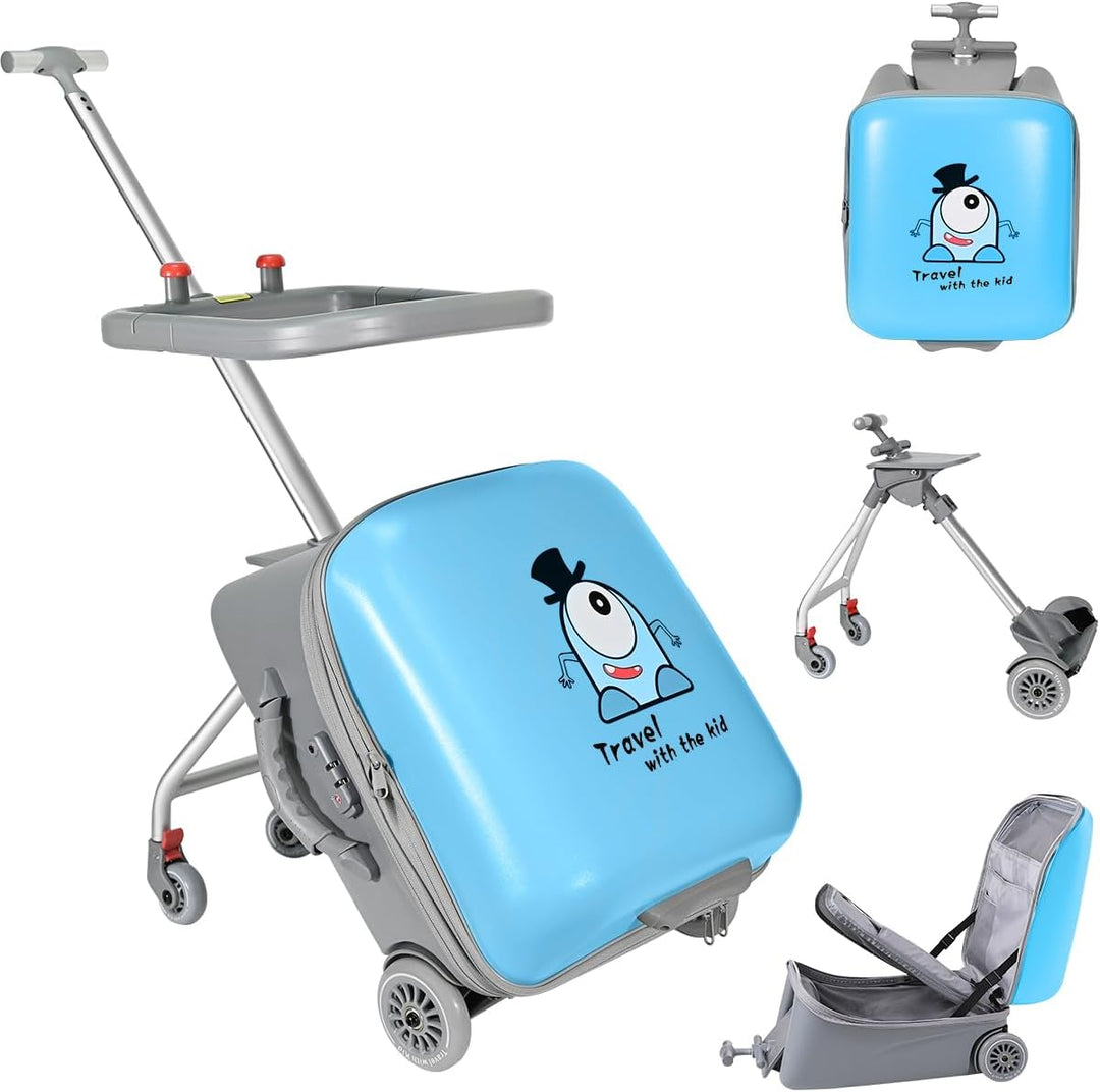 Uitbreidbare Ride-On Kinderkoffer met Opvouwbare Trolley – Rover