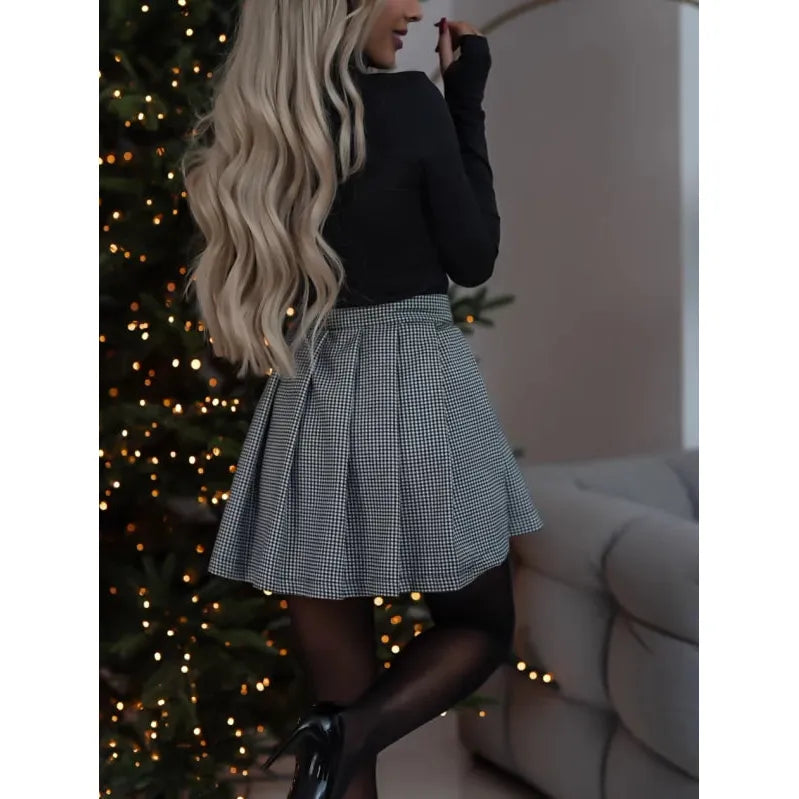 Korte Geruite Rok met Veelzijdige Stijl - Romy