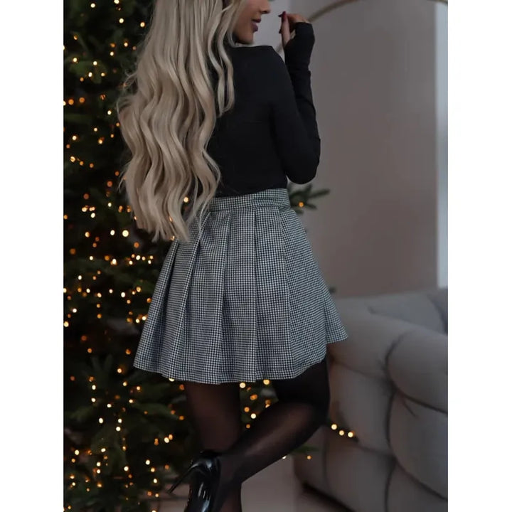Korte Geruite Rok met Veelzijdige Stijl - Romy